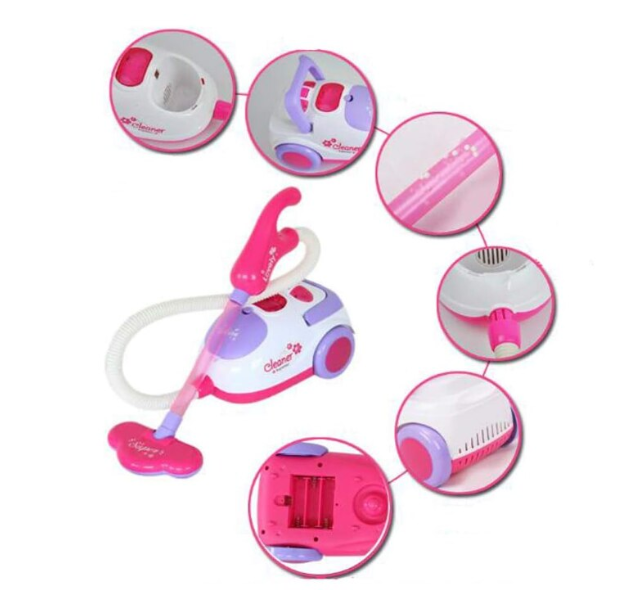 Set de Joaca Interactiv si Educativ, At Pereformance, pentru Copii Banc de Curatenie cu Aspirator Functional, Mop, Faras, Perie, Matura, si Accesorii de Curatat, Roz